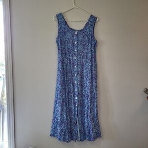 Blair Blue Patterned Button-Front Maxi Dress